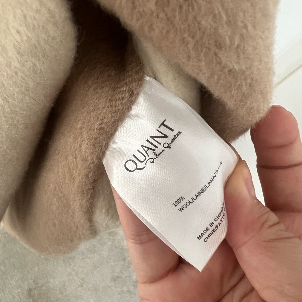 By Quaint French Contrast Tan and Cream Wool Coat - Picture 5 of 8